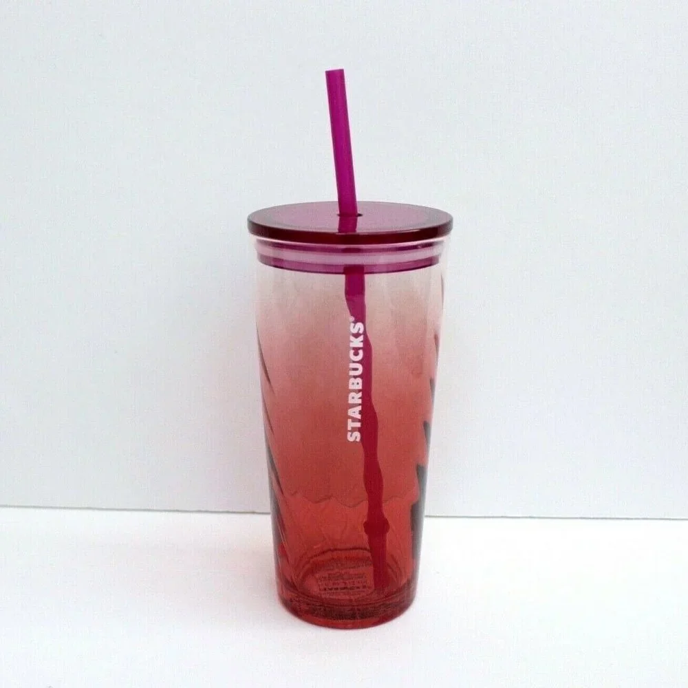 Starbucks 2021 Pink Ombre Swirl Glass Tumbler